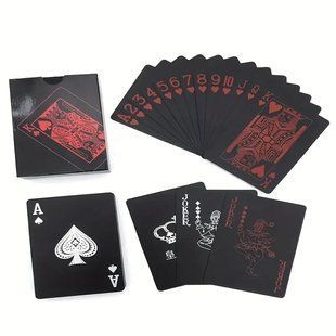 Карты игральные пластиковые черные с красным 54 шт 2660167087 фото