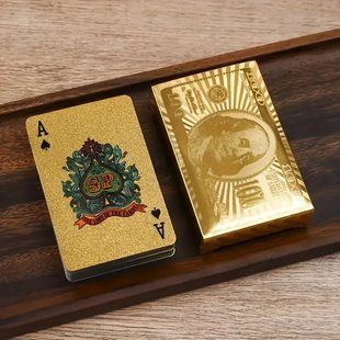 Карты игральные пластиковые золотые с рубашкой доллар 54 шт 2679512535 фото